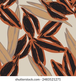 Neutral Colour Abstract Floral seamless pattern design for fashion textiles, graphics, backgrounds and crafts