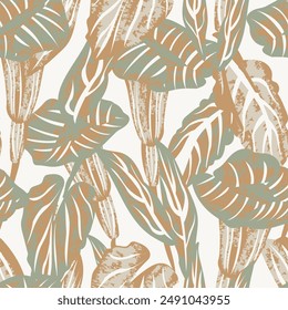 Neutral Colour Abstract Floral seamless pattern design for fashion textiles, graphics, backgrounds and crafts