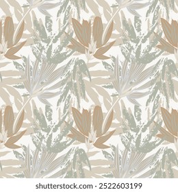 Neutral Colour Abstract Floral seamless pattern design for fashion textiles, graphics, backgrounds and crafts