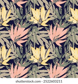 Neutral Colour Abstract Floral seamless pattern design for fashion textiles, graphics, backgrounds and crafts