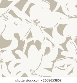 Neutral Colour Abstract Floral seamless pattern design for fashion textiles, graphics, backgrounds and crafts
