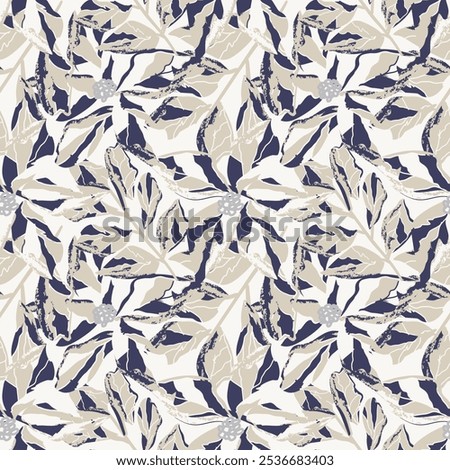 Neutral Colour Abstract Floral seamless pattern design for fashion textiles, graphics, backgrounds and crafts