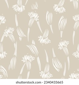 Neutral Colour Botanical Floral seamless pattern design for fashion textiles, graphics, backgrounds and crafts