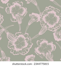 Neutral Colour Botanical Floral seamless pattern design for fashion textiles, graphics, backgrounds and crafts