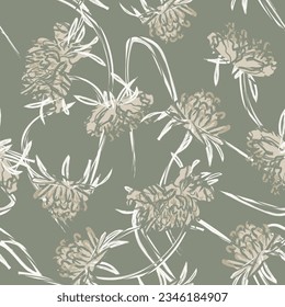 Neutral Colour Botanical Floral seamless pattern design for fashion textiles, graphics, backgrounds and crafts