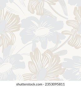 Neutral Colour Botanical Floral seamless pattern design for fashion textiles, graphics, backgrounds and crafts