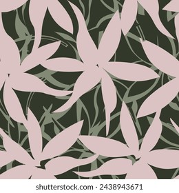 Neutral Colour Botanical Floral seamless pattern design for fashion textiles, graphics, backgrounds and crafts