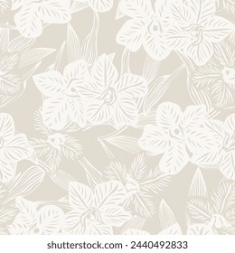 Neutral Colour Botanical Floral seamless pattern design for fashion textiles, graphics, backgrounds and crafts