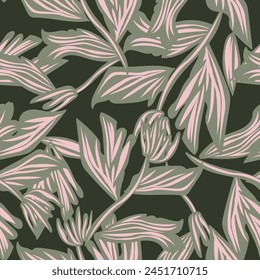 Neutral Colour Botanical Floral seamless pattern design for fashion textiles, graphics, backgrounds and crafts