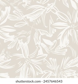 Neutral Colour Botanical Floral seamless pattern design for fashion textiles, graphics, backgrounds and crafts