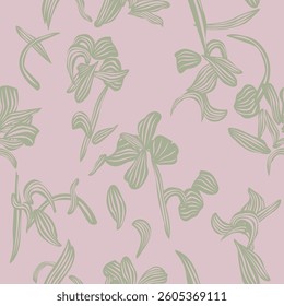 Neutral Colour Botanical Floral seamless pattern design for fashion textiles, graphics, backgrounds and crafts
