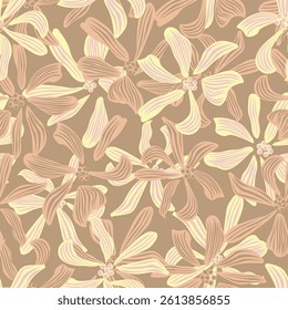 Neutral Colour Botanical Floral seamless pattern design for fashion textiles, graphics, backgrounds and crafts
