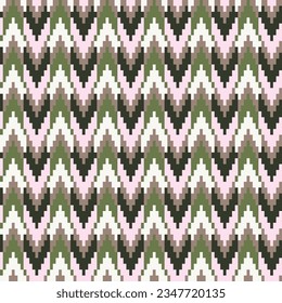 Neutral Colour Chevron fair isle seamless pattern design for knitwear, fashion textile, graphics