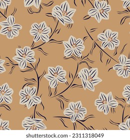 Neutrale Farbflorale, nahtlose Muster-Hintergrund für Modetextilien, Grafiken, Hintergründe und Handwerke