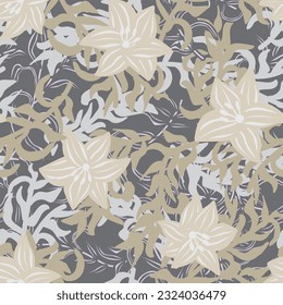 Neutral Colour Floral seamless pattern background for fashion textiles, graphics, backgrounds and crafts