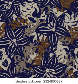 Color neutro Color floral fondo de patrón sin costura para textiles de moda, gráficos, fondos y artesanías