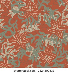 Neutral Colour Floral seamless pattern background for fashion textiles, graphics, backgrounds and crafts