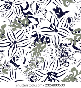 Color neutro Color floral fondo de patrón sin costura para textiles de moda, gráficos, fondos y artesanías