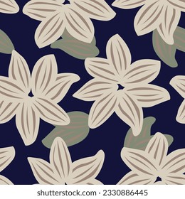 Color neutro Color floral fondo de patrón sin costura para textiles de moda, gráficos, fondos y artesanías