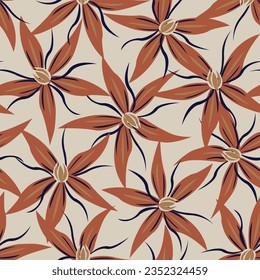Neutrales Farbflorales, nahtloses Muster für Modetextilien, Grafiken, Hintergründe und Handwerke