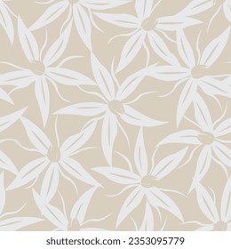 Color neutro Diseño de patrones sin costura floral para textiles de moda, gráficos, fondos y artesanías