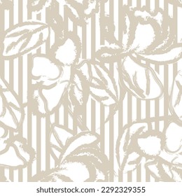 Neutral Colour Floral striped seamless pattern design for fashion textiles and graphics