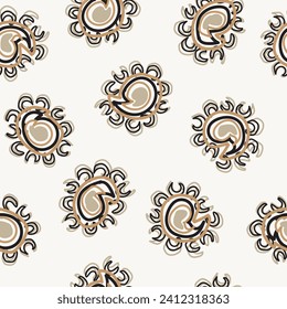 Neutral Colour Paisley abstract seamless pattern design for fashion textiles, graphics, backgrounds and crafts