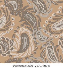 Neutral Colour Paisley abstract seamless pattern design for fashion textiles, graphics, backgrounds and crafts