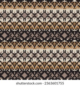 Neutral Colour Snowflake fair isle pattern design for fashion textiles, knitwear and graphics