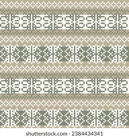 Neutral Colour Snowflake fair isle pattern design for fashion textiles, knitwear and graphics