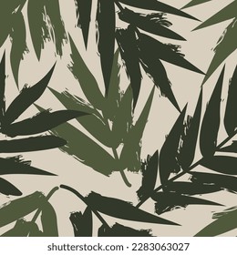 Neutral Colour Tropical Leaf seamless pattern design for fashion textiles, graphics and crafts