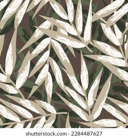 Neutral Colour Tropical Leaf seamless pattern design for fashion textiles, graphics and crafts