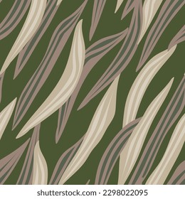 Neutral Colour Tropical Leaf seamless pattern design for fashion textiles, graphics and crafts