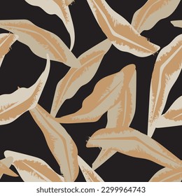 Neutral Colour Tropical Leaf seamless pattern design for fashion textiles, graphics and crafts