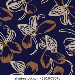 Neutral Colour Tropical Leaf seamless pattern design for fashion textiles, graphics and crafts