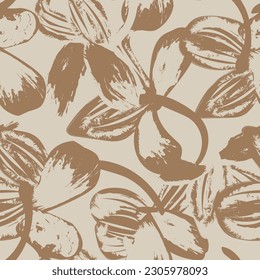 Color neutro Hoja tropical diseño sin fisuras para textiles de moda, gráficos y artesanías