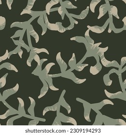 Color neutro Hoja tropical diseño sin fisuras para textiles de moda, gráficos y artesanías