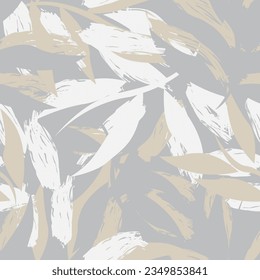 Neutral Colour Tropical Leaf seamless pattern design for fashion textiles, graphics and crafts