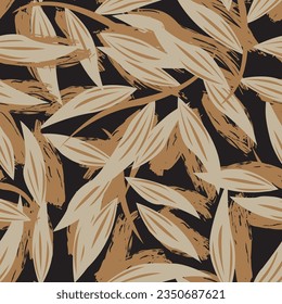 Color neutro Hoja tropical diseño sin fisuras para textiles de moda, gráficos y artesanías