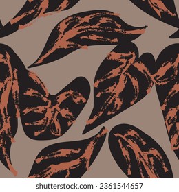 Neutral Colour Tropical Leaf seamless pattern design for fashion textiles, graphics and crafts