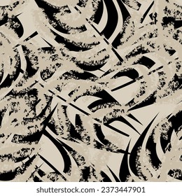 Neutral Colour Tropical Leaf seamless pattern design for fashion textiles, graphics and crafts