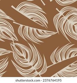 Neutral Colour Tropical Leaf seamless pattern design for fashion textiles, graphics and crafts