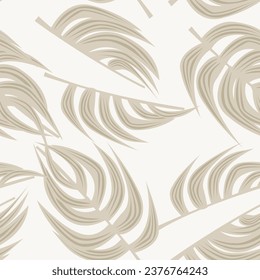 Color neutro Hoja tropical diseño sin fisuras para textiles de moda, gráficos y artesanías
