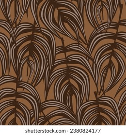 Color neutro Hoja tropical diseño sin fisuras para textiles de moda, gráficos y artesanías