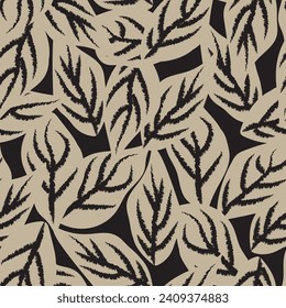 Neutral Colour Tropical Leaf seamless pattern design for fashion textiles, graphics and crafts