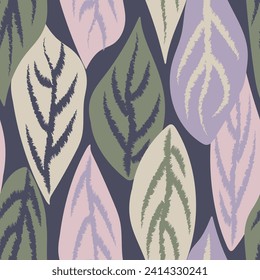 Neutral Colour Tropical Leaf seamless pattern design for fashion textiles, graphics and crafts