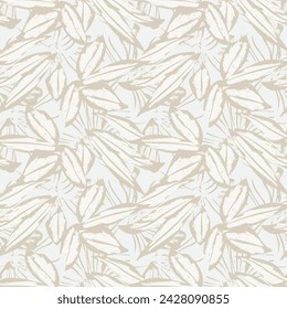 Neutral Colour Tropical Leaf seamless pattern design for fashion textiles, graphics and crafts