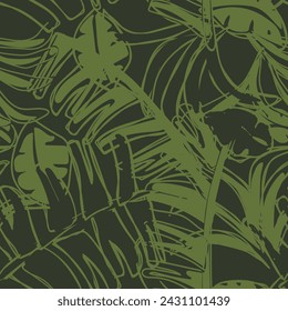 Neutral Color Tropical Leaf nahtloses Muster-Design für Modetextilien, Grafiken und Kunsthandwerk
