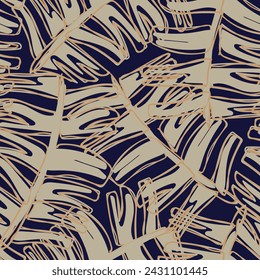 Neutral Colour Tropical Leaf seamless pattern design for fashion textiles, graphics and crafts