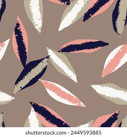 Neutral Color Tropical Leaf nahtloses Muster-Design für Modetextilien, Grafiken und Kunsthandwerk